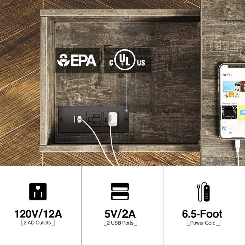 End Table with Charging Station - 11.8"D x 23.6"W x 23.6"H