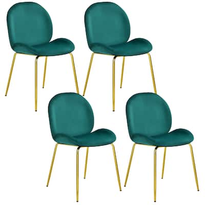 Gymax 4PCS Velvet Dining Chair Accent Leisure Chair Armless Side Chair - See Details