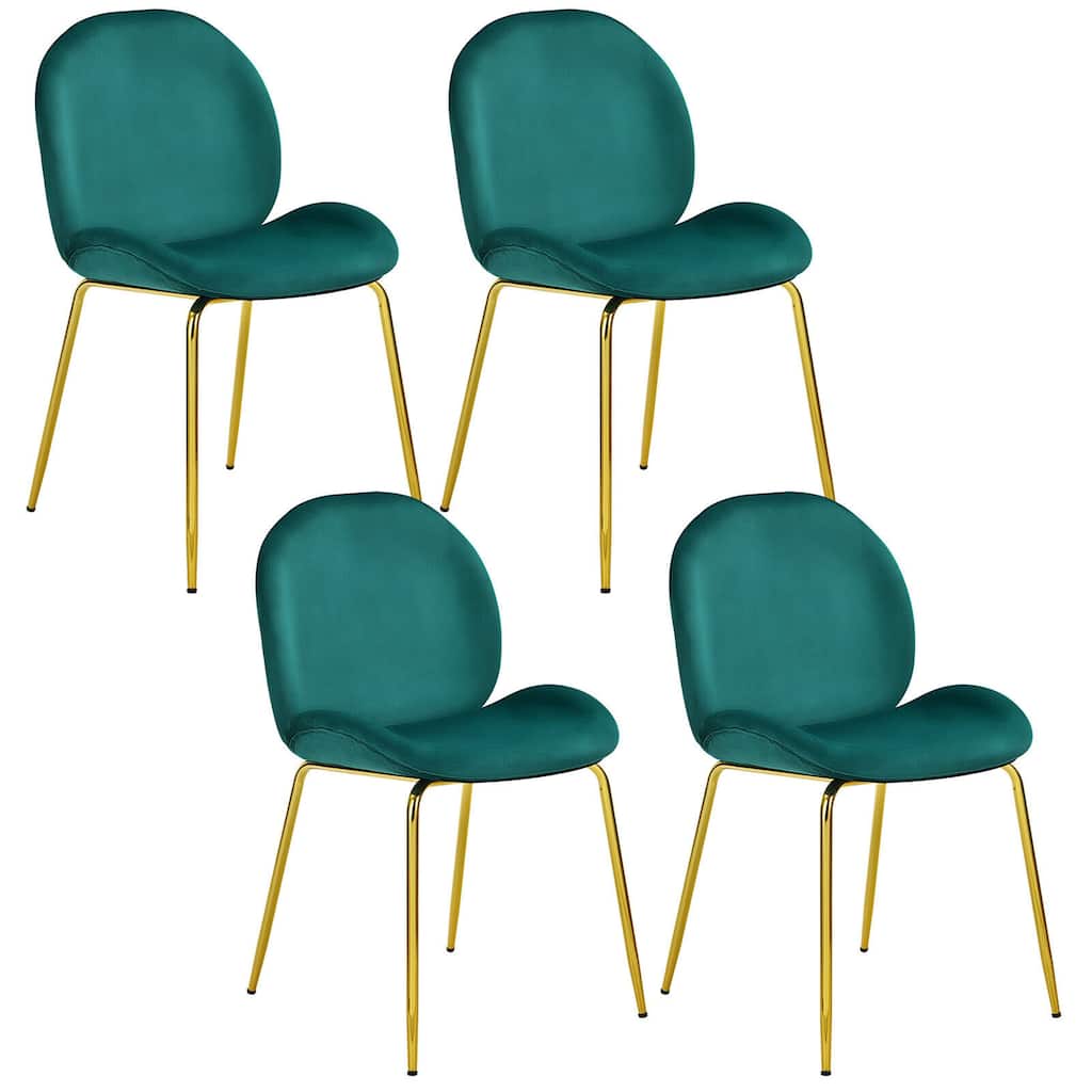 Gymax 4PCS Velvet Dining Chair Accent Leisure Chair Armless Side Chair - See Details