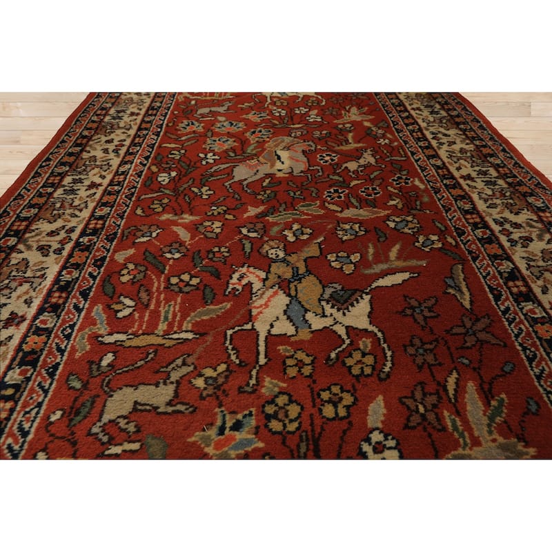 3'1''x18'8'' Runner Hand Knotted Wool Burnt Orange Kashan Area Rug - 3' 1'' x 18' 8''