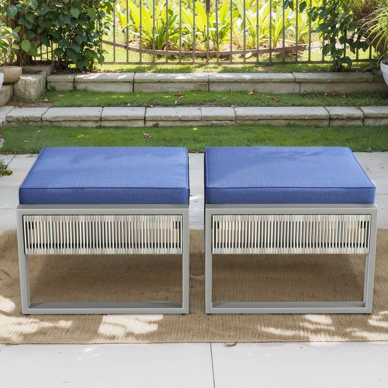 All-Weather Wicker Outdoor Ottomans PE Rattan Ottomans