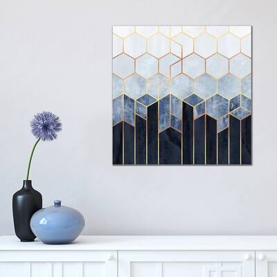 iCanvas 'Soft Blue Hexagons' by Elisabeth Fredriksson Canvas Print