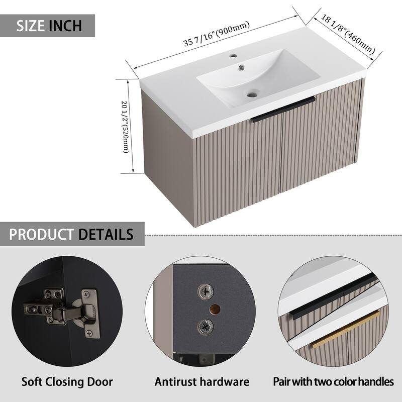 Wall Mounted Bathroom Vanity with Resin Sink