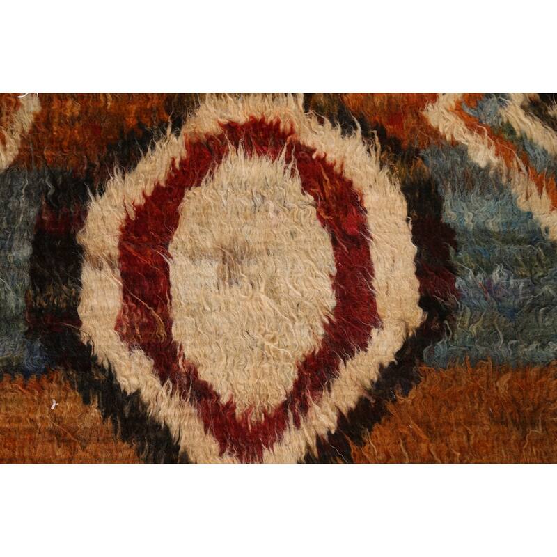 Hand Knotted Oriental 100% Wool Carpet Modern Tribal Oranges & Rust Moroccan Area Rug - 9' 11'' X 6' 8''