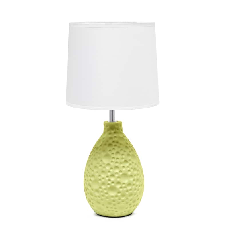 14.17" Textured Tear Drop TableLamp with White Fabric Shade - Green