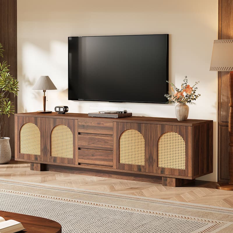 70.9 Inch Mid-Century Modern TV Stand for Up to 80" TVs - Walnut