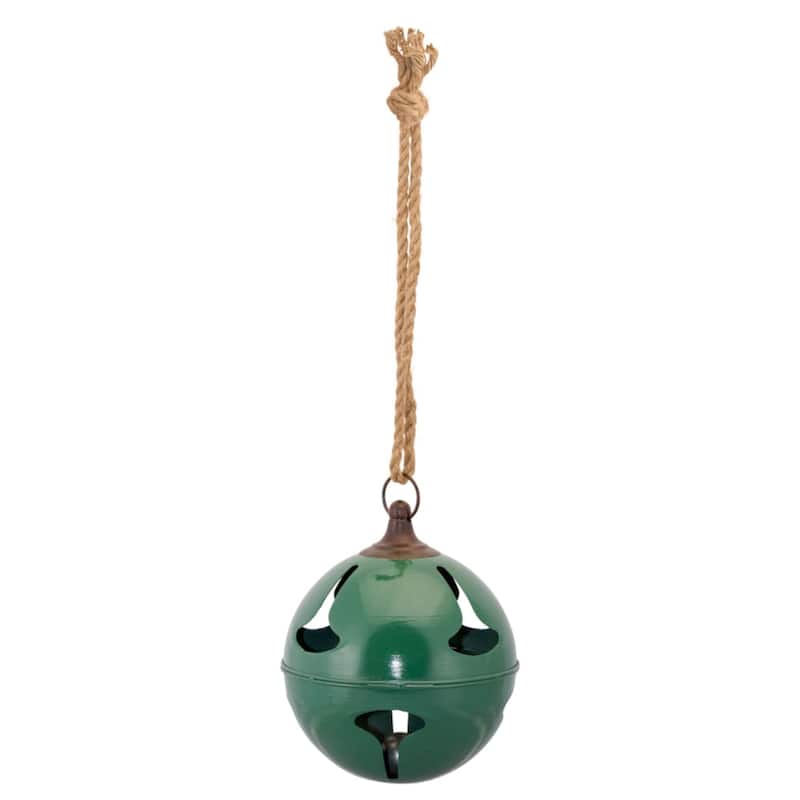 Sleigh Bell Christmas Ornaments - 9" - Green - Set of 2