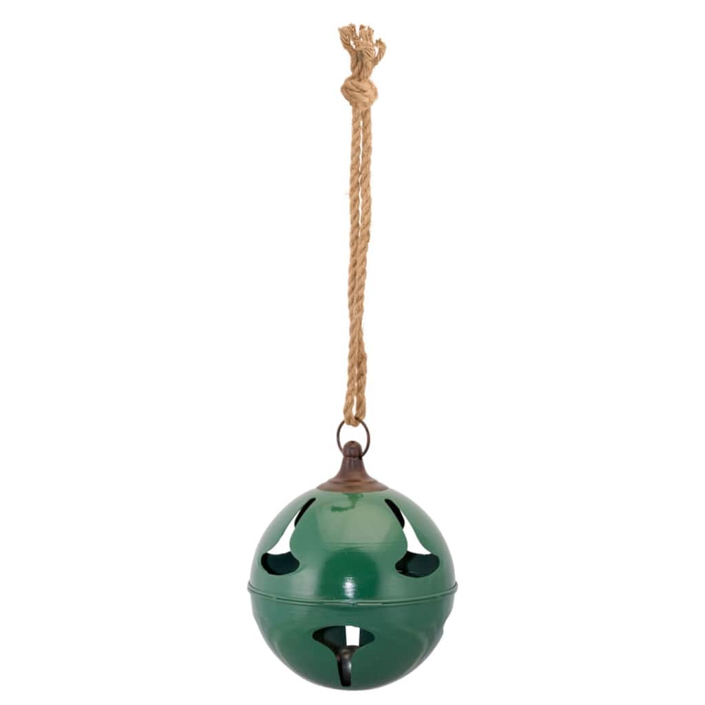 Sleigh Bell Christmas Ornaments - 9" - Green - Set of 2