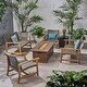 preview thumbnail 1 of 16, Breakwater Outdoor 6 Piece Wood and Wicker Chat Set with Fire Pit by Christopher Knight Home Brown/Natural/Mixed Mocha