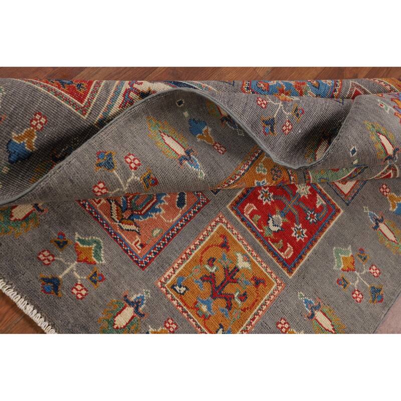 Garden Design Kazak Oriental Accent Rug Handmade Wool Carpet - 3'7" x 4'11"
