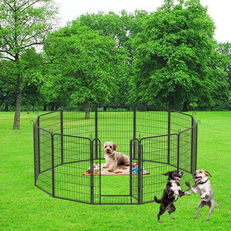 Heavy Duty Metal Dog Playpen with Door and 6 to 16 Panels for Indoor Outdoor
