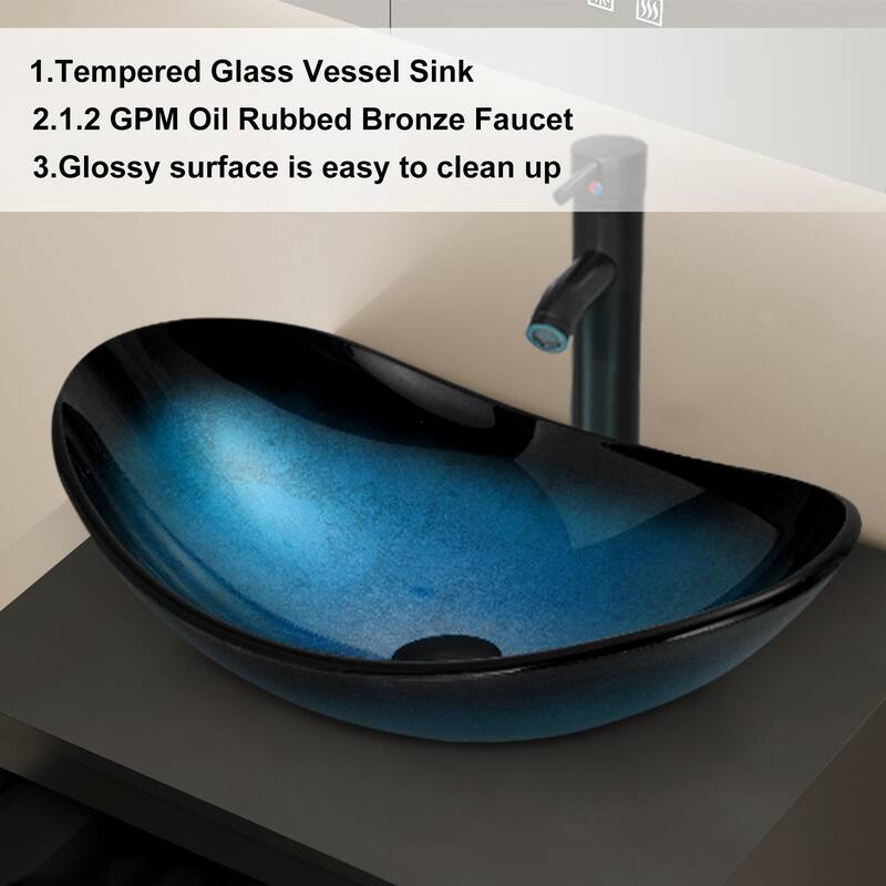 Modern Wall Mounted Bathroom Vanity Set with Vessel Sink & Faucet