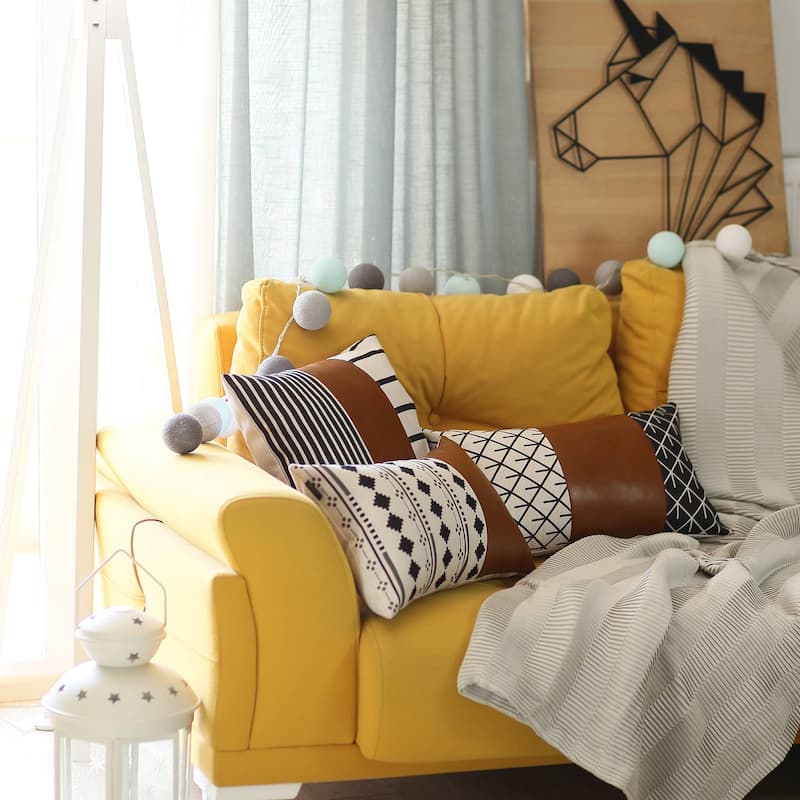 Decorative Vegan Faux Leather Throw Pillows Set of 2