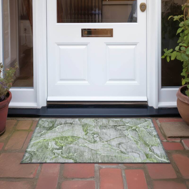 Allus Artistic Abstract Weather Resistant Classic Meets Modern Outdoor Rug