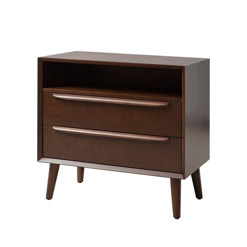 Kay Mid-century Modern 2 - Drawer End Table with Built-In Outlets and USB by HULALA HOME