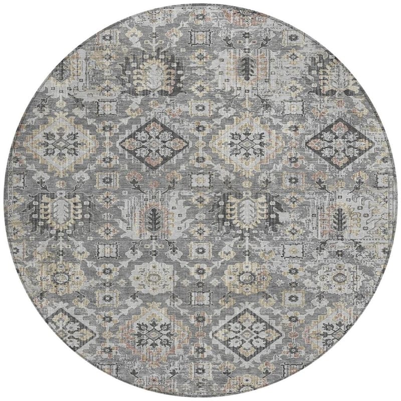 HomeRoots Floral Medallion Traditional Rectangle Outdoor Rug
