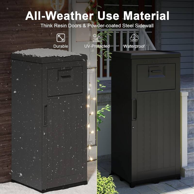 Package Delivery Box, Large Parcel Drop Box with Lockable Secure, Waterproof Resin Storage Anti-Theft Outdoor Package Delivery