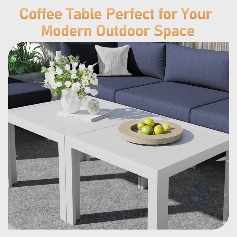FINCATI 10-Piece Aluminum Patio Furniture Set, Outdoor Sectional Sofa with Cushions and Coffee Tables