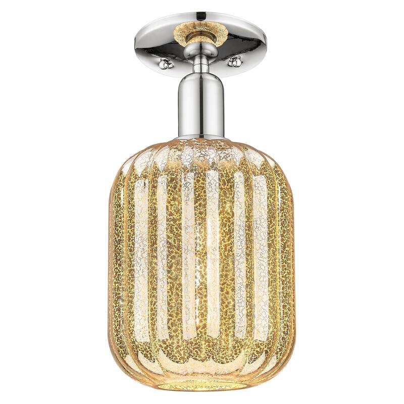 Innovations Lighting Downtown Urban - Preston - 1 Light 7" Jar Shade Semi-Flush Mount Light - Polished Nickel/Mercury Shade