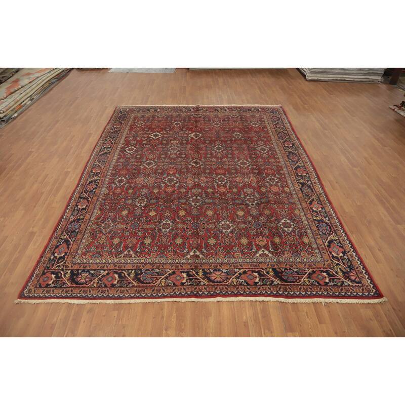 Hand Knotted Oriental 100% Wool Carpet Traditional Floral Red Mahal Area Rug - 11' 11'' X 9' 2''