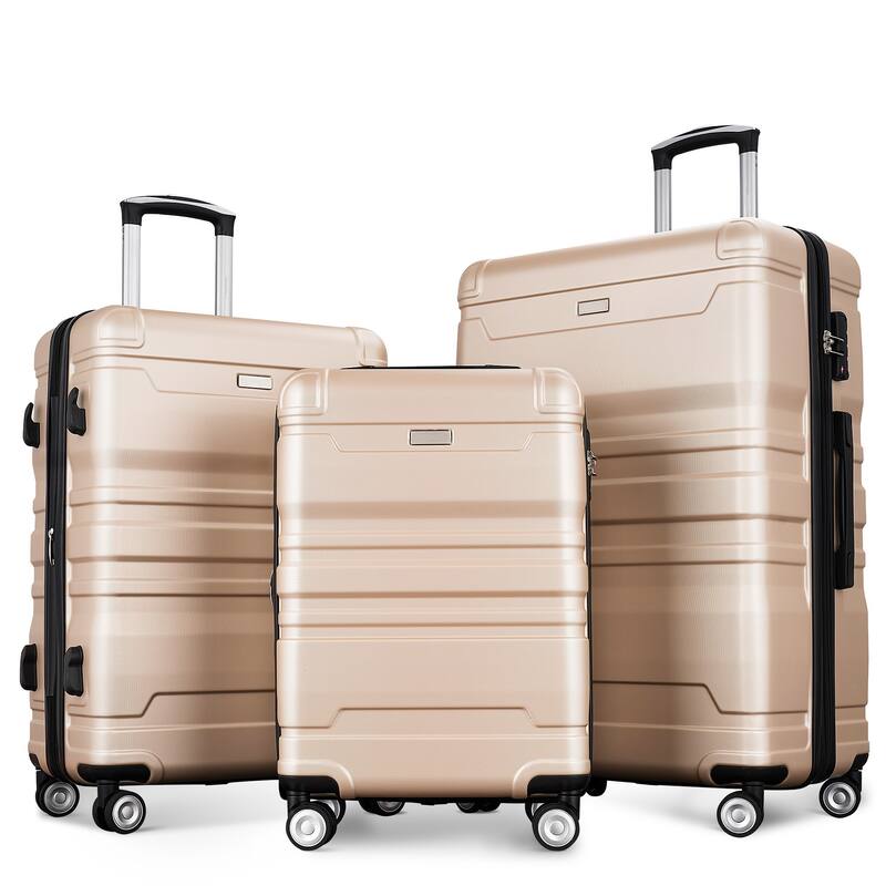 3 Pcs Luggage Set, Expandable ABS Hardshell Suitcases Spinner Wheels with TSA Lock 20''24''28''