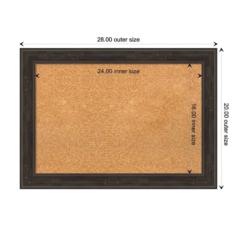 Shipwreck Greywash Narrow Framed Natural Corkboard Bulletin Board - Board Size 24x16