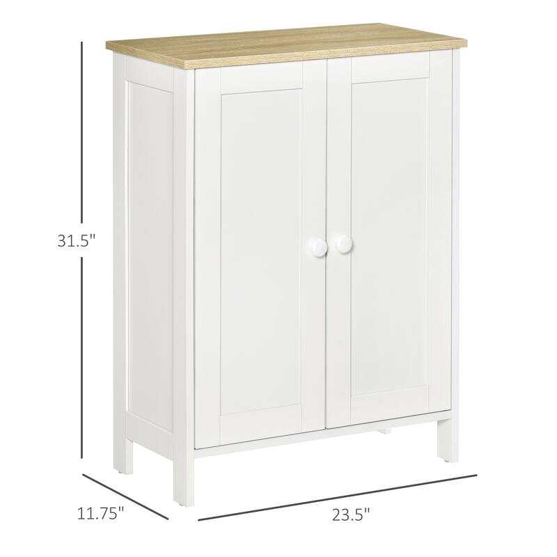 White Modern Storage Cabinet with Adjustable Shelves Magnetic Door Anti-Tip Organizer for Kitchen Dining Living Room