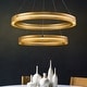 preview thumbnail 4 of 3, OB-2 Light 32'' Wide Round Antique Gold Modern Double Ring LED Chandelier For Dining Room
