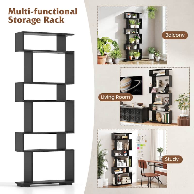 Costway 2 PCS Bookcase 6-Tier Bookshelf with Anti-Tipping Kit - See Details