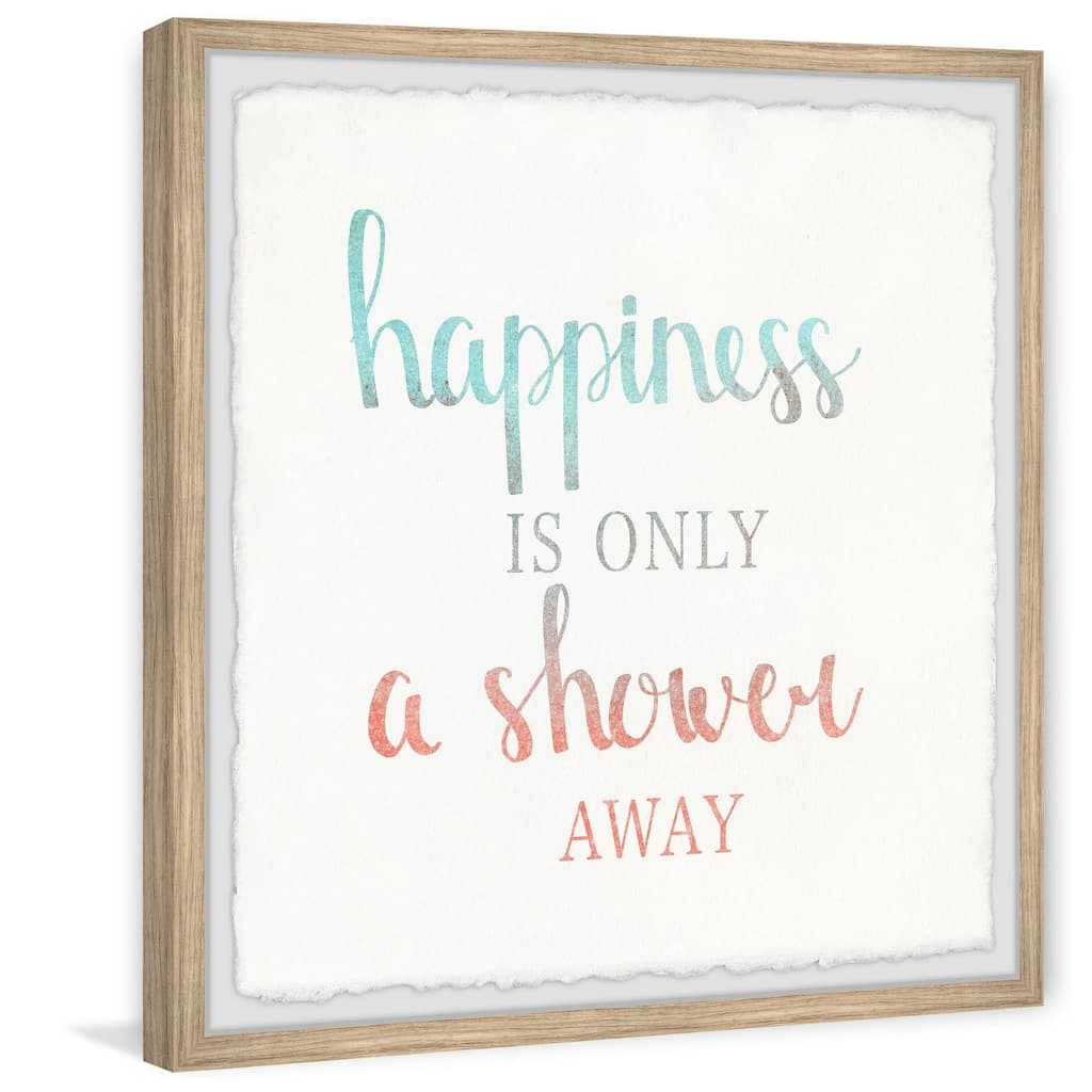 Shower Art Print - Contemporary Bathroom Wall Decor - Happiness In Shower Framed Painting