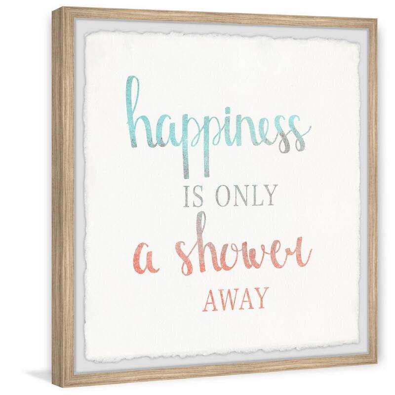 Shower Art Print - Contemporary Bathroom Wall Decor - Happiness In Shower Framed Painting