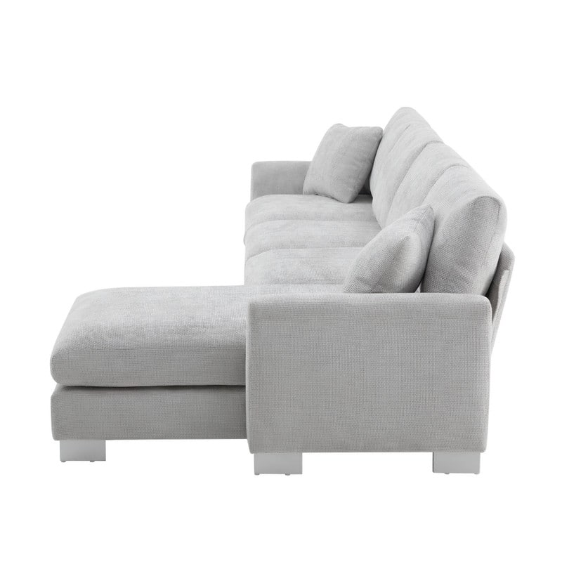 119" Modern Oversized Chenille Sectional Sofa,Living Room Couches with 2 Free Pillows