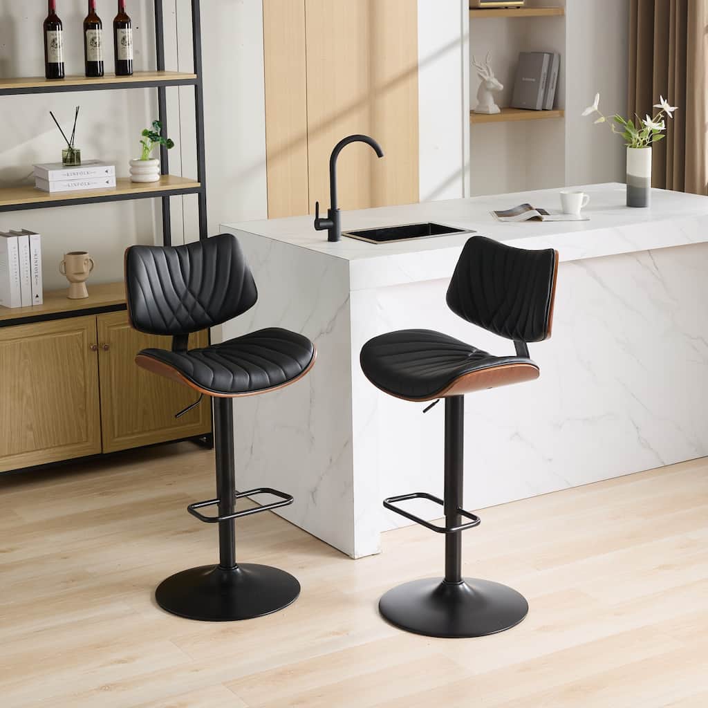 Mid Century Metal Frame Upholstered Bar Stool