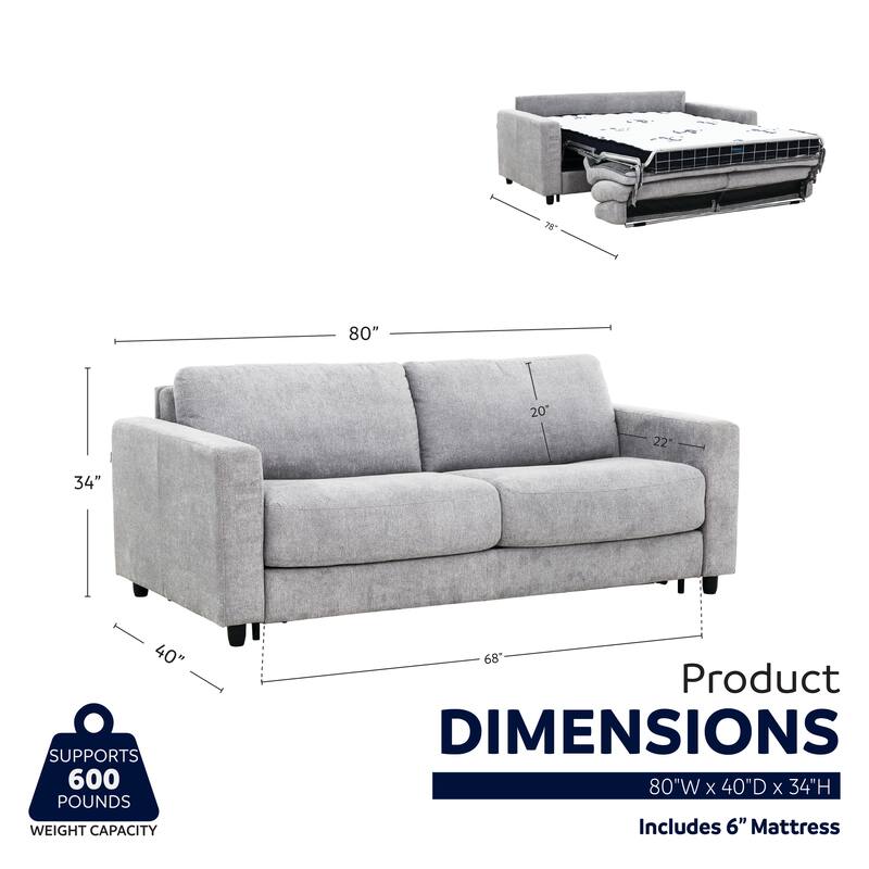Stearns & Foster® Atillio 80 in.Queen Sleeper Sofa with Pocket Coil Mattress