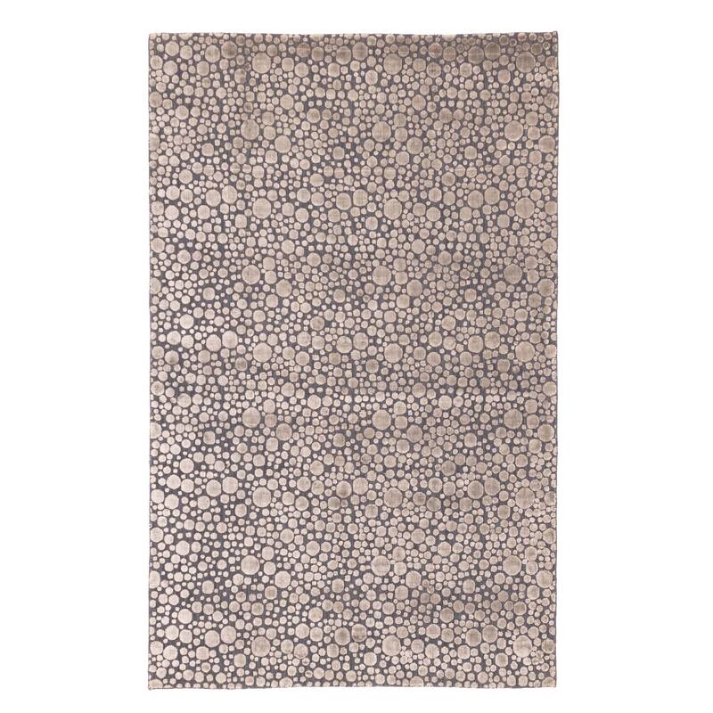 ECARPETGALLERY Hand Loomed Elysian Taupe Viscose, Wool Rug - 4'11 x 7'0