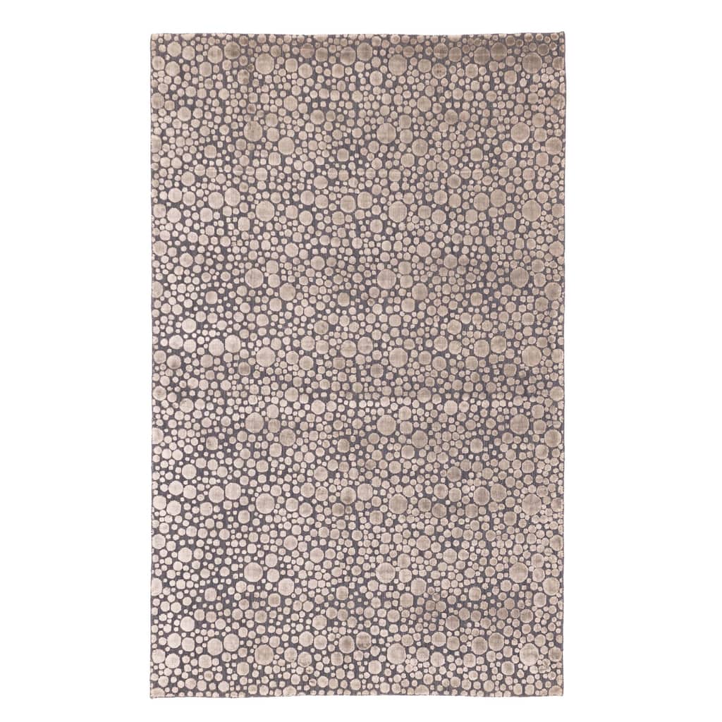 ECARPETGALLERY Hand Loomed Elysian Taupe Viscose, Wool Rug - 4'11 x 7'0