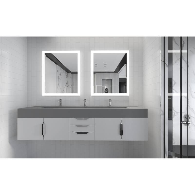 Nile 84" Wall Mounted Bathroom Vanity Set gr/ Gray Top