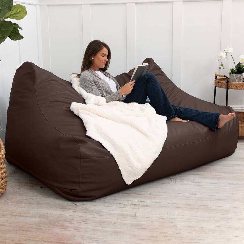 Atrium Collection Lozia Loveseat - Large Bean Bag Sofa for Home Theaters, Offices, Schools & Receptions - Faux Leather - N/A