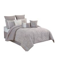 Queen Size 9 Piece Fabric Comforter Set with Medallion Prints, White ...