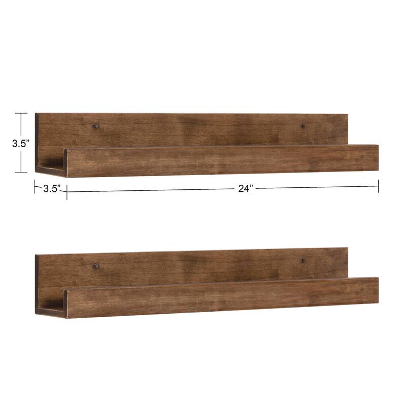 Levie 24 inch 2-Pack Wood Wall Picture Frame Holder Ledge