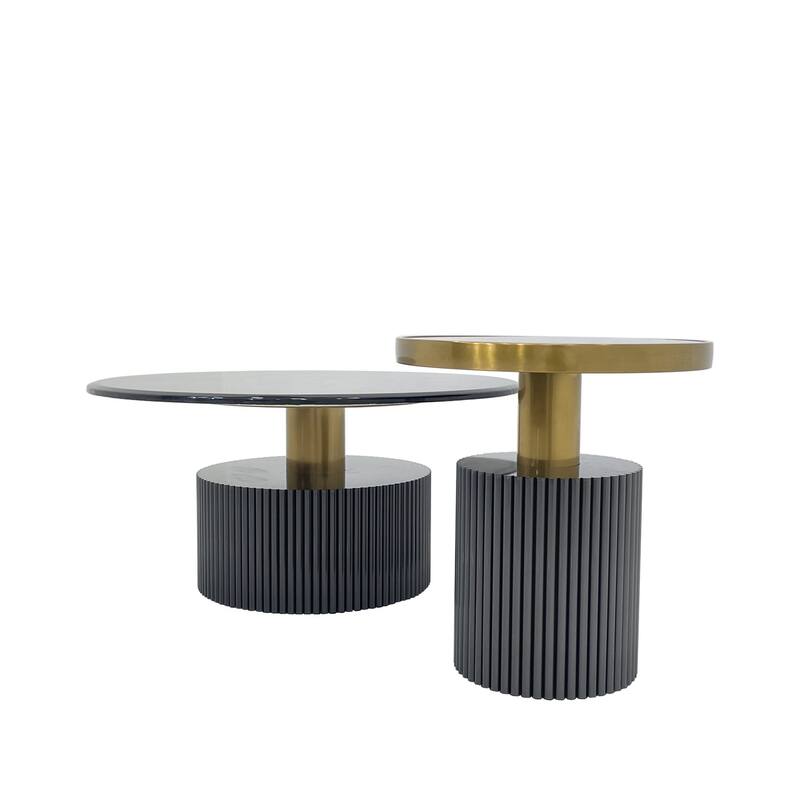 Coffee Table with Marble Top and Black Base