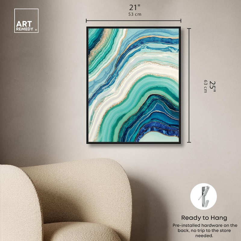 Blue Green Abstract Agate I Canvas by Art Remedy