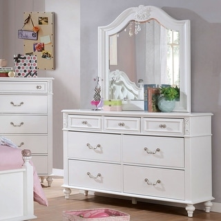 Furniture of America Marais Traditional 2-Piece White 7-Drawer Kids Dresser and Mirror Set