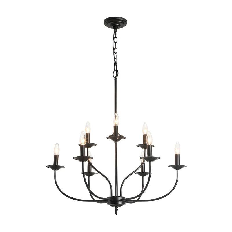 Retro 9-Light Dimmable Candle-style Metal chandelier - 30.5in