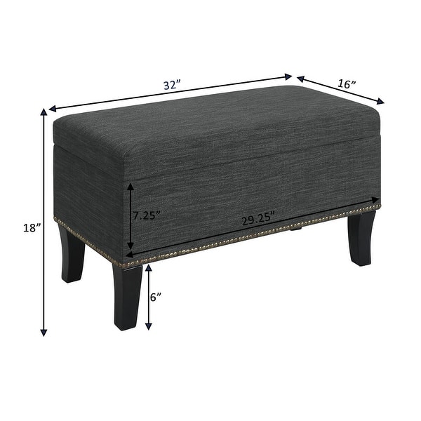 dimension image slide 3 of 4, Convenience Concepts Designs4Comfort Winslow Storage Ottoman Bench