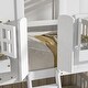 preview thumbnail 6 of 7, White Twin over Twin Wood House Bunk Bed with Roof and Ladder