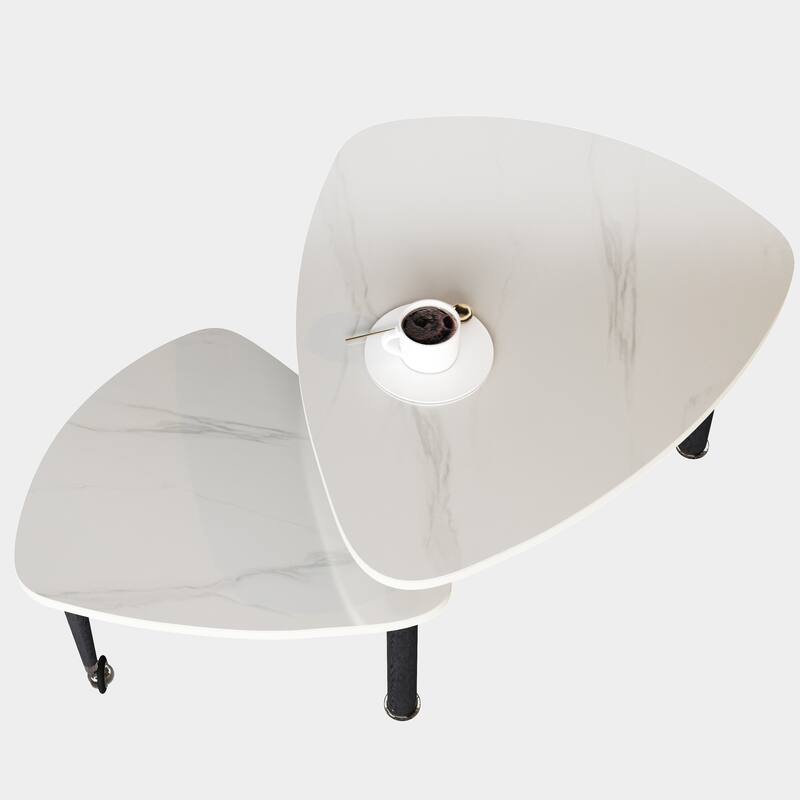 GDFStudio - Vesper 360 Degree Rotatable Nesting Coffee Table with Solid Rubberwood Legs