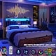preview thumbnail 32 of 67, Upholstered Bed Frame with Storage Shelving, Platform Beds with Charge Station and LED Lights