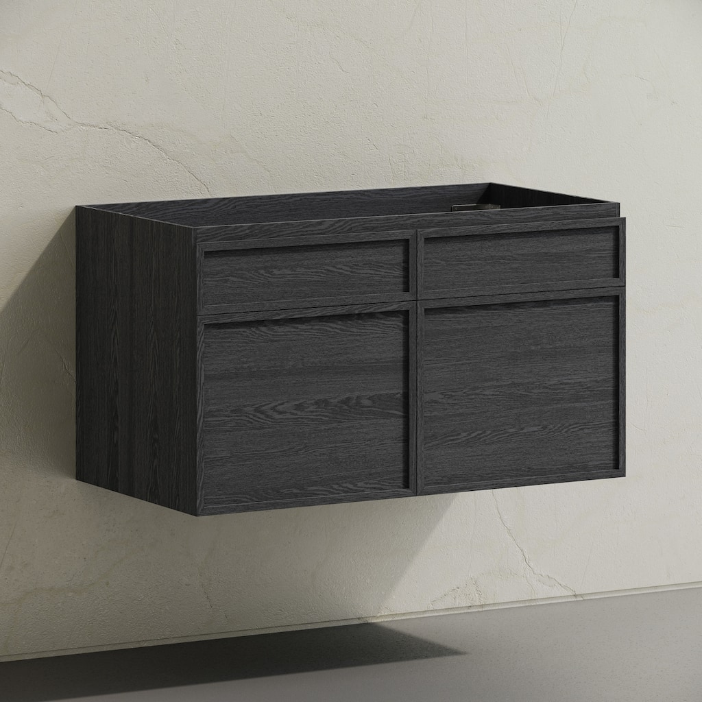 St. Tropez 36" Wall-Mounted Bathroom Vanity Cabinet Without Top In Black Oak - 36