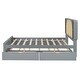 preview thumbnail 16 of 28, Wood Queen Size Platform Bed with Drawers, Trundle and Rattan Storage Headboard